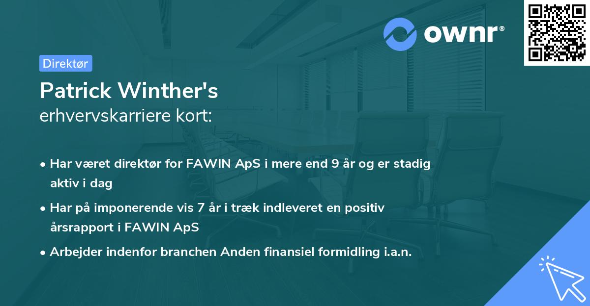 Patrick Winther's erhvervskarriere kort