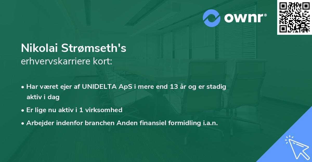 Nikolai Strømseth's erhvervskarriere kort