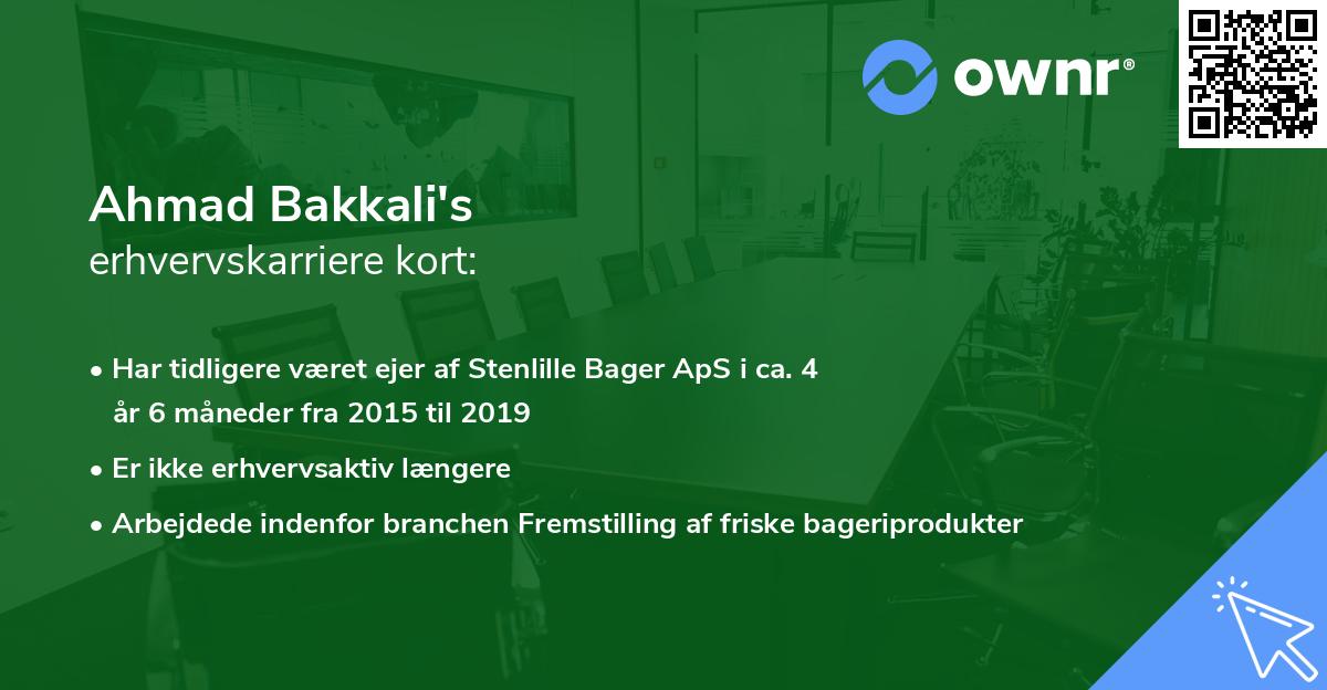 Ahmad Bakkali's erhvervskarriere kort