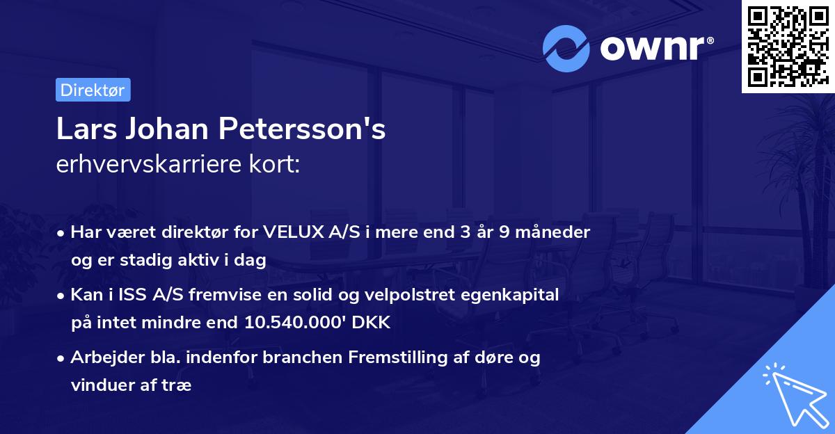 Lars Johan Petersson's erhvervskarriere kort