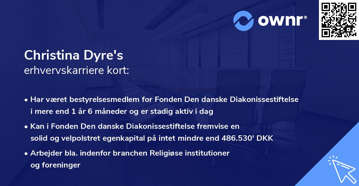 Christina Dyre's erhvervskarriere kort