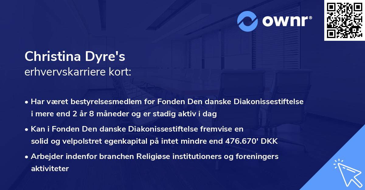 Christina Dyre's erhvervskarriere kort