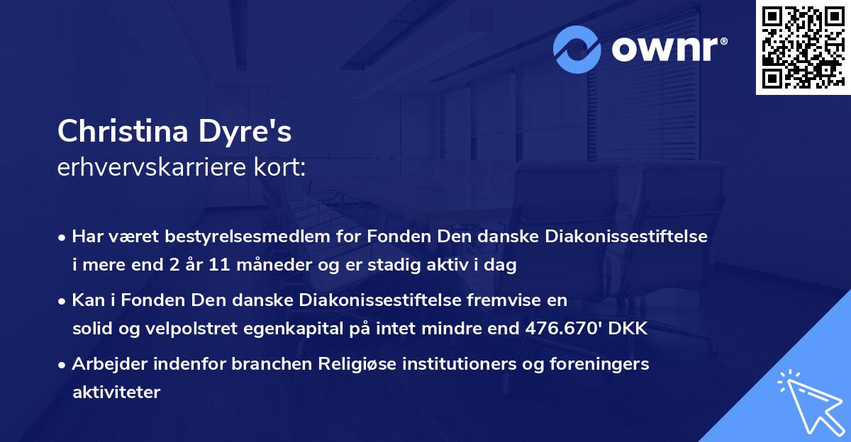 Christina Dyre's erhvervskarriere kort