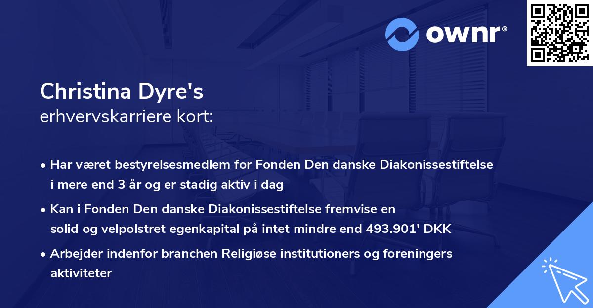Christina Dyre's erhvervskarriere kort