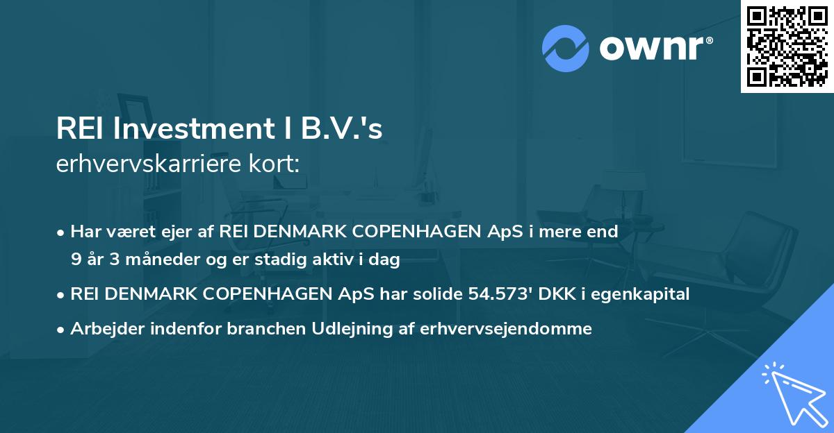 REI Investment I B.V.'s erhvervskarriere kort