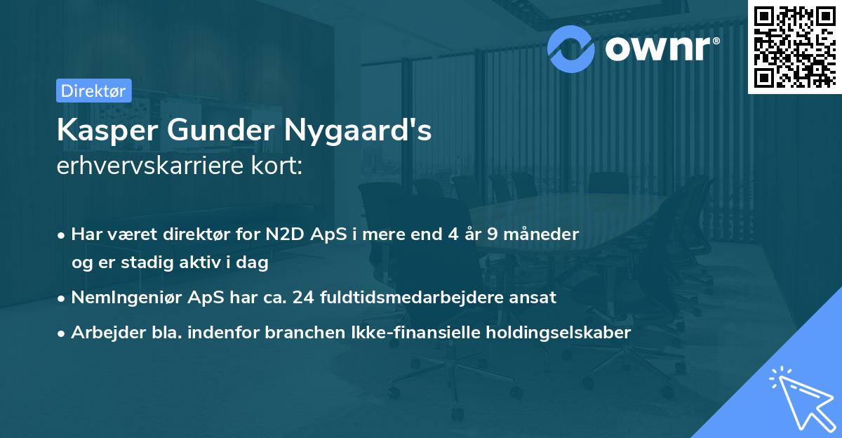 Kasper Gunder Nygaard's erhvervskarriere kort