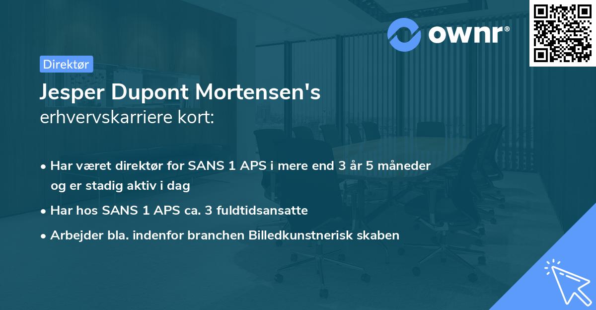Jesper Dupont Mortensen's erhvervskarriere kort