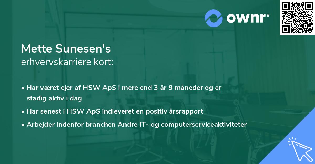 Mette Sunesen's erhvervskarriere kort