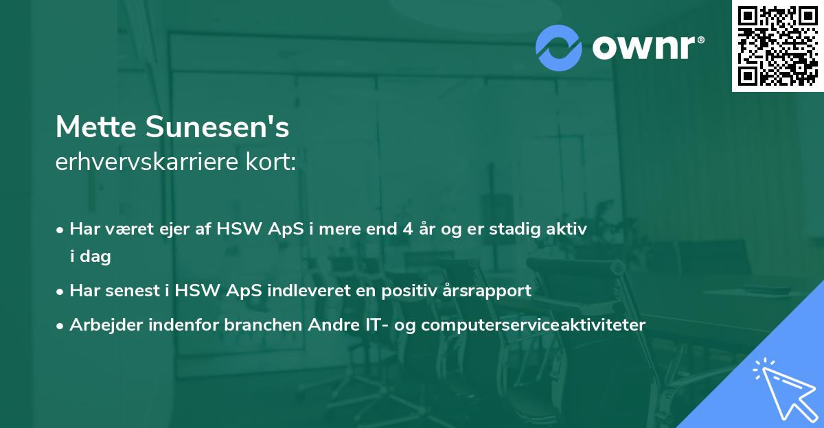 Mette Sunesen's erhvervskarriere kort