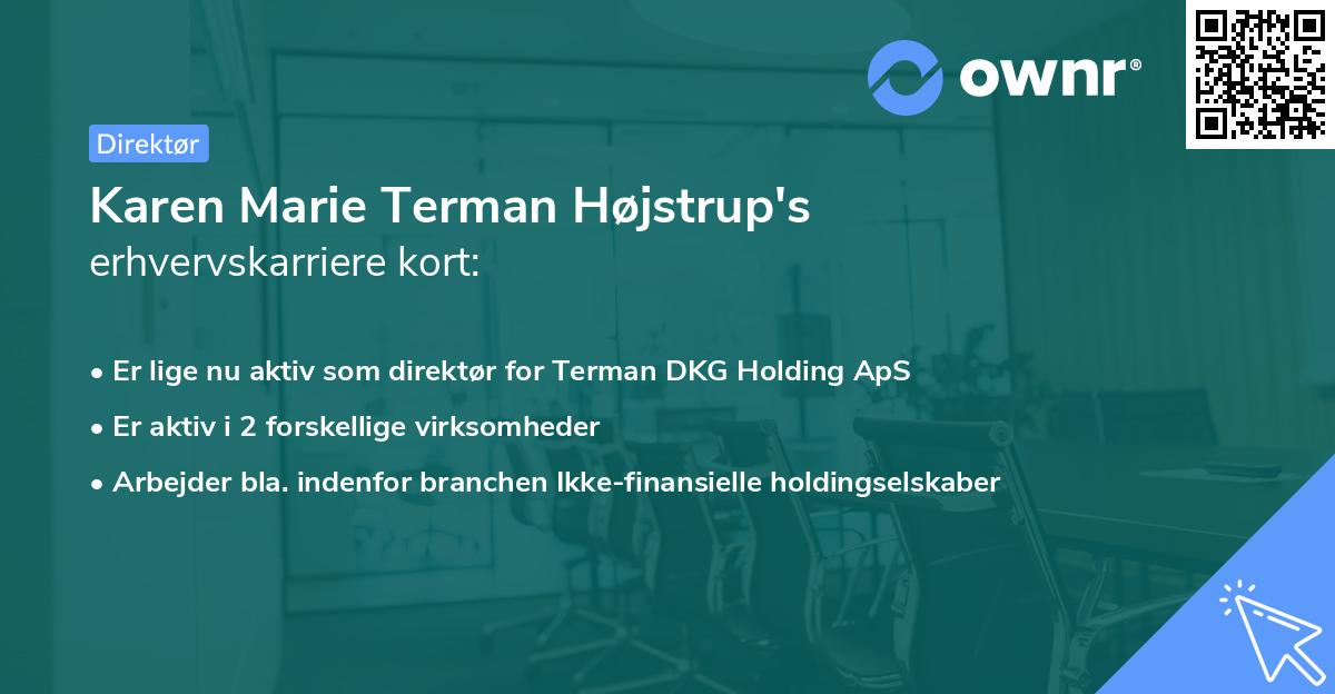 Karen Marie Terman Højstrup's erhvervskarriere kort