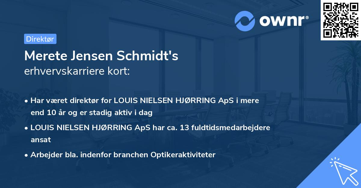 Merete Jensen Schmidt's erhvervskarriere kort