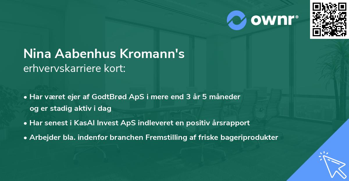 Nina Aabenhus Kromann's erhvervskarriere kort