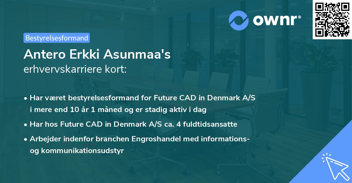 Antero Erkki Asunmaa's erhvervskarriere kort