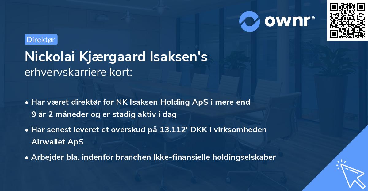 Nickolai Kjærgaard Isaksen's erhvervskarriere kort