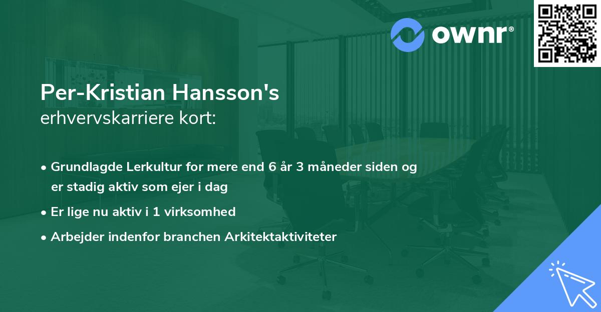 Per-Kristian Hansson's erhvervskarriere kort