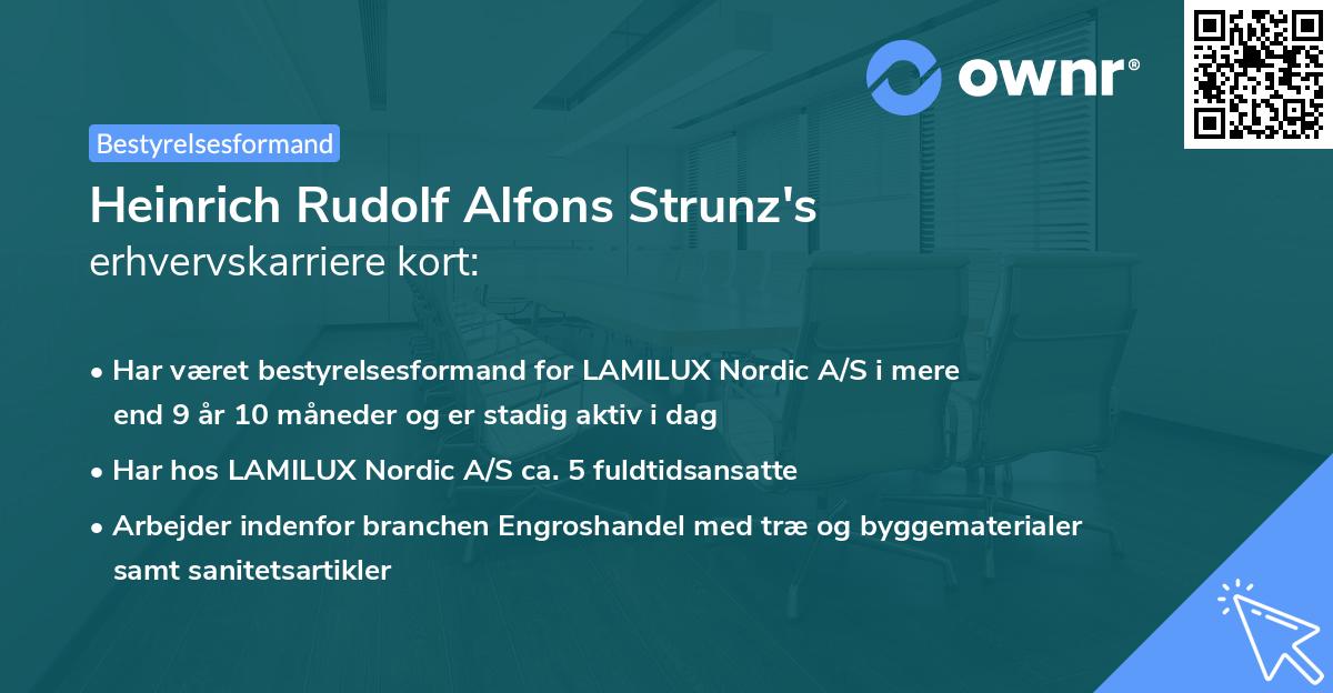 Heinrich Rudolf Alfons Strunz's erhvervskarriere kort