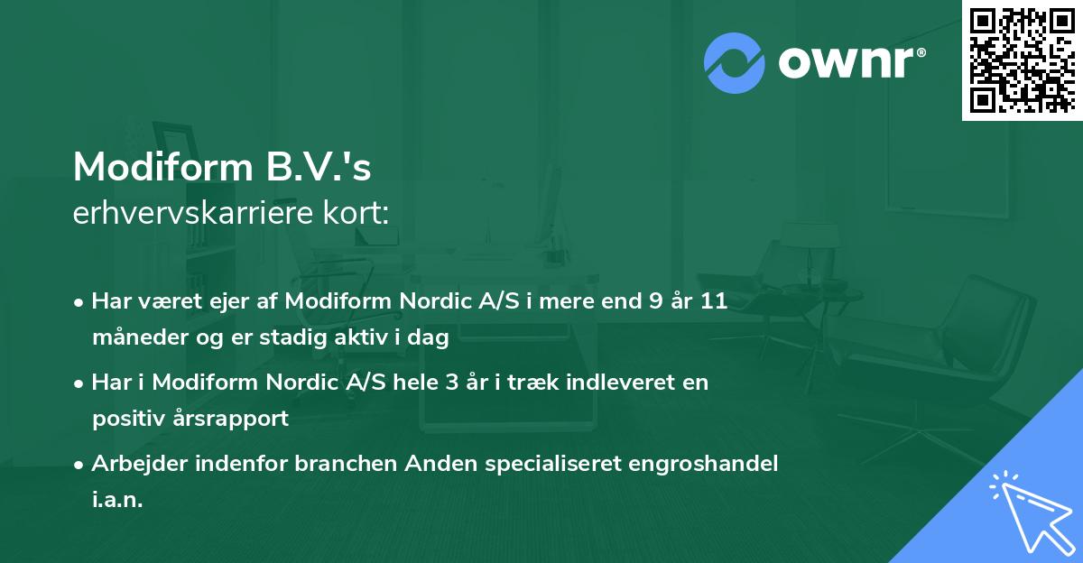 Modiform B.V.'s erhvervskarriere kort