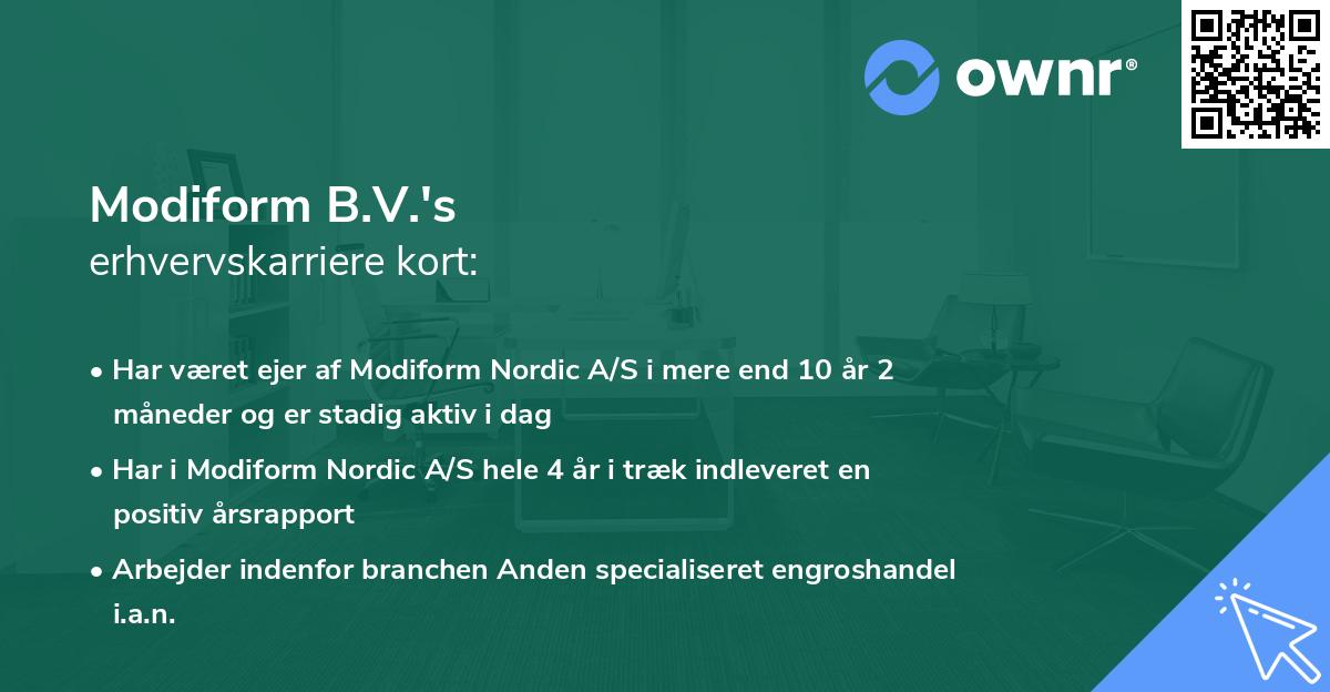 Modiform B.V.'s erhvervskarriere kort