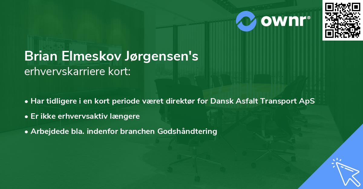 Brian Elmeskov Jørgensen's erhvervskarriere kort