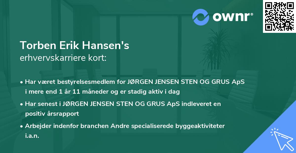 Torben Erik Hansen's erhvervskarriere kort