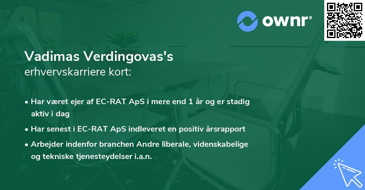 Vadimas Verdingovas's erhvervskarriere kort