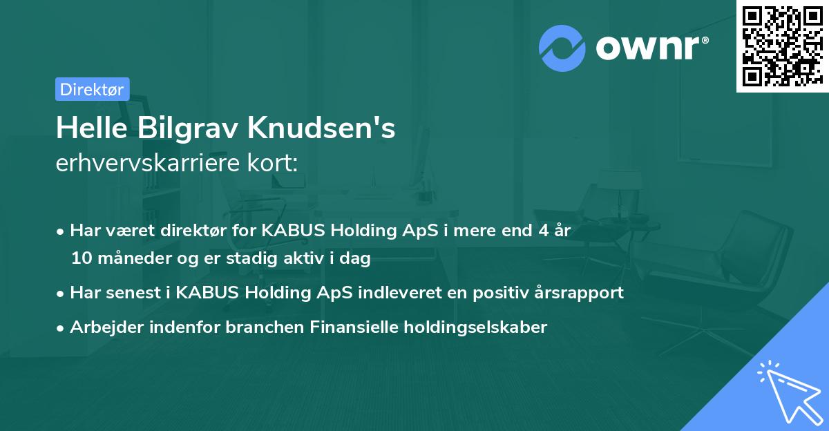 Helle Bilgrav Knudsen's erhvervskarriere kort