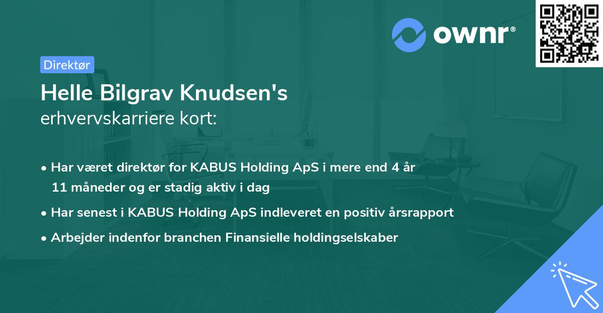 Helle Bilgrav Knudsen's erhvervskarriere kort