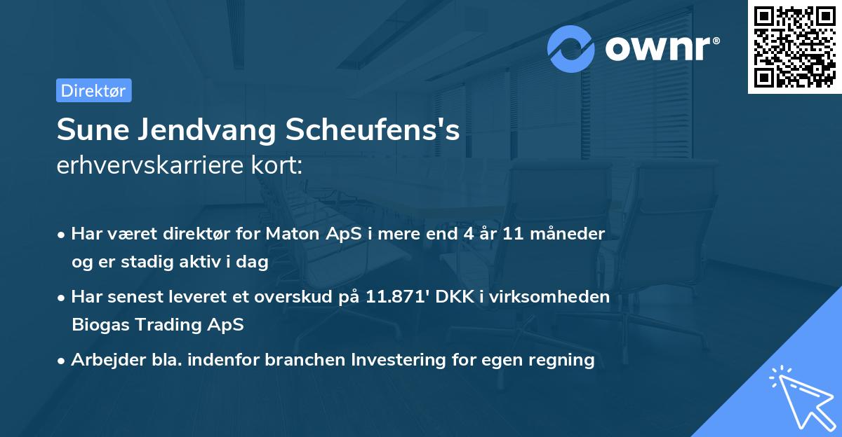Sune Jendvang Scheufens's erhvervskarriere kort