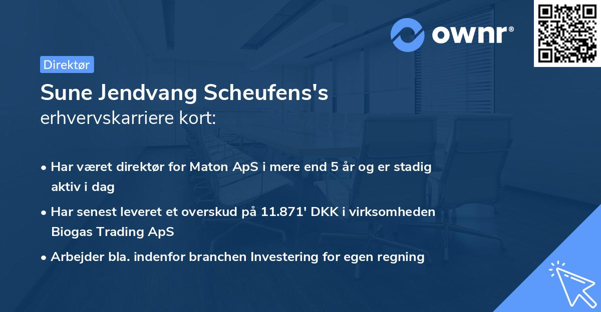 Sune Jendvang Scheufens's erhvervskarriere kort