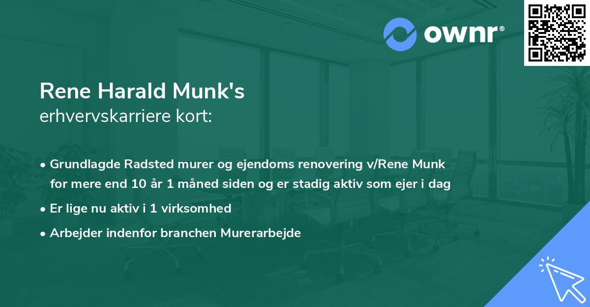 Rene Harald Munk's erhvervskarriere kort