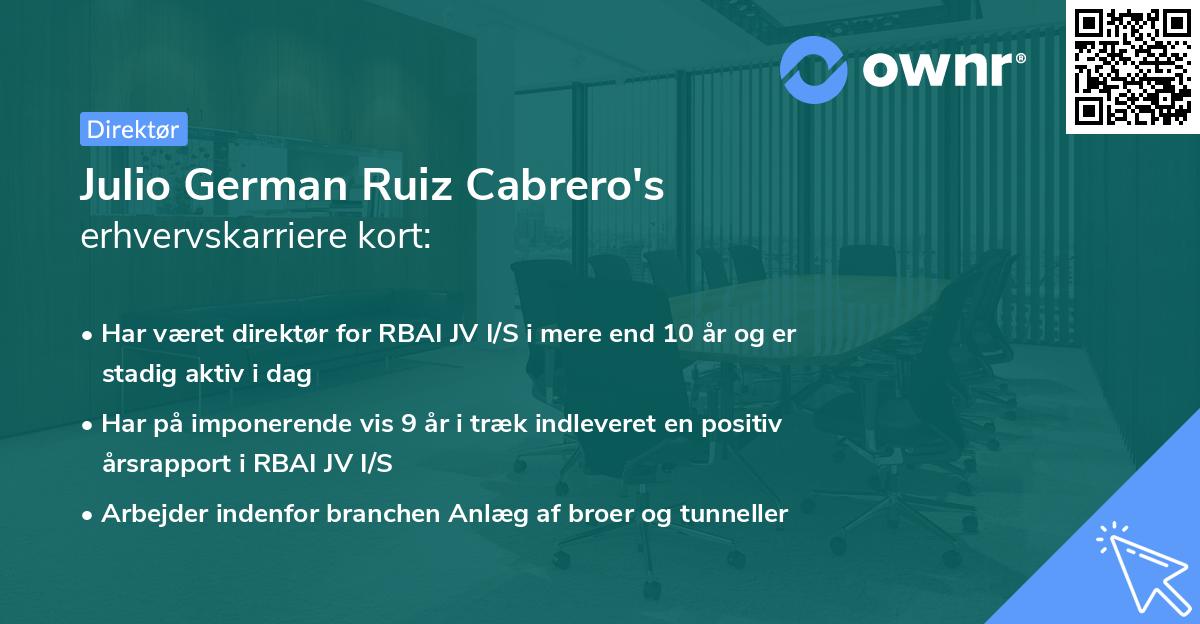 Julio German Ruiz Cabrero's erhvervskarriere kort