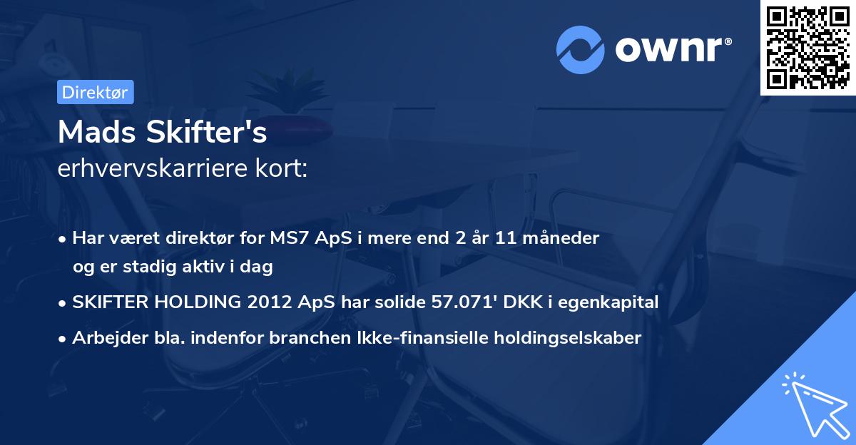 Mads Skifter's erhvervskarriere kort