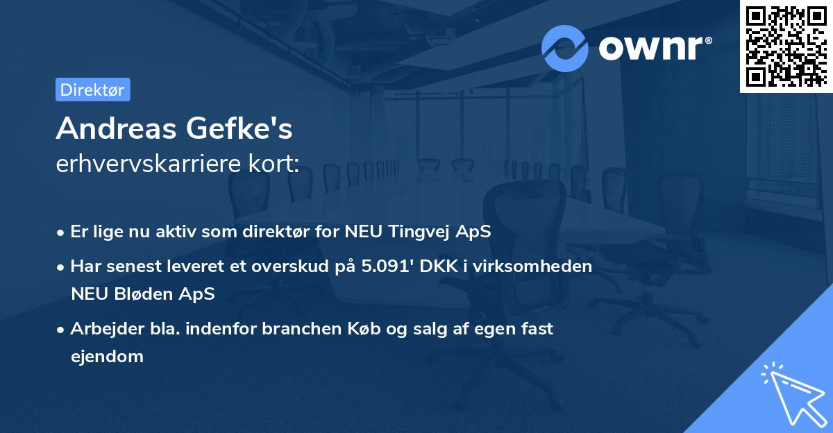 Andreas Gefke's erhvervskarriere kort