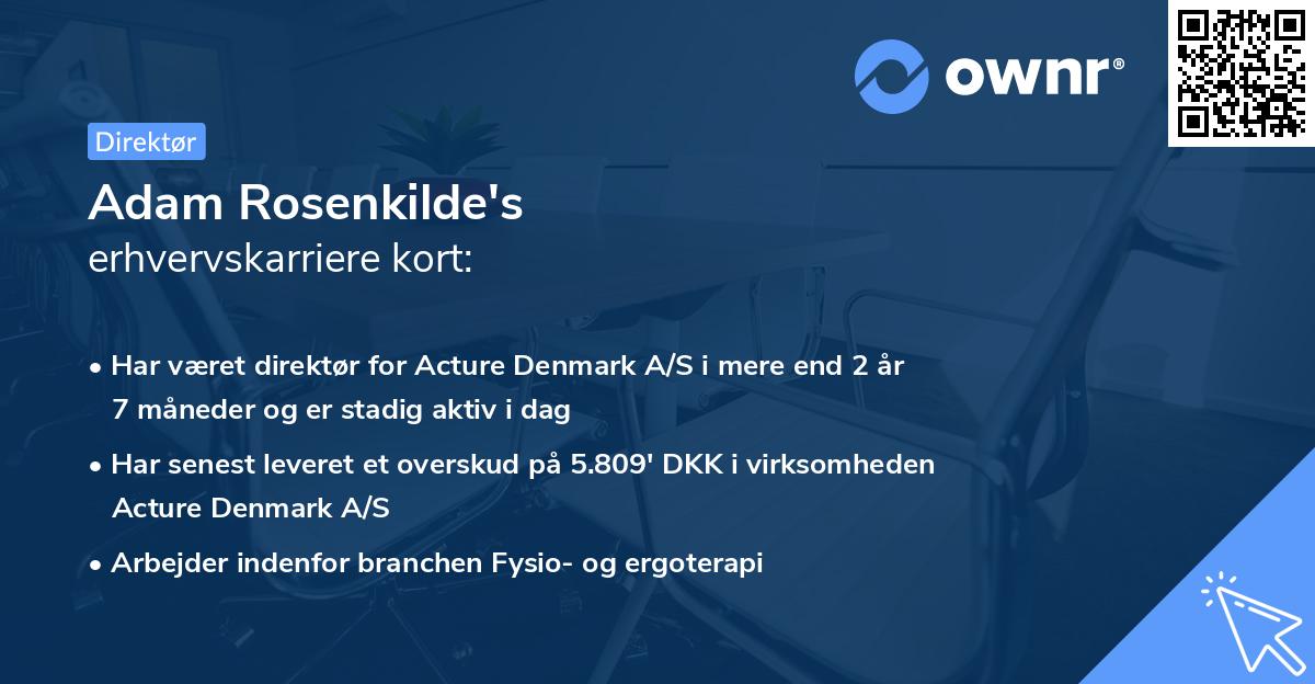 Adam Rosenkilde's erhvervskarriere kort