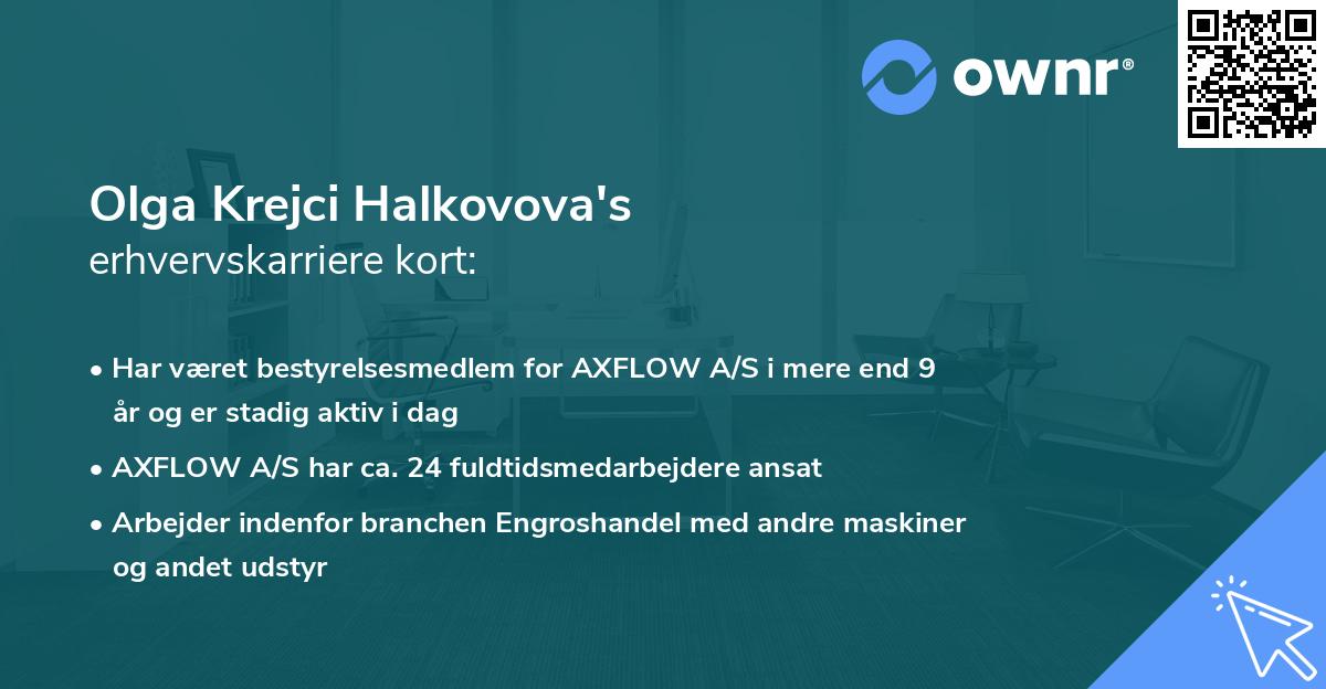 Olga Krejci Halkovova's erhvervskarriere kort