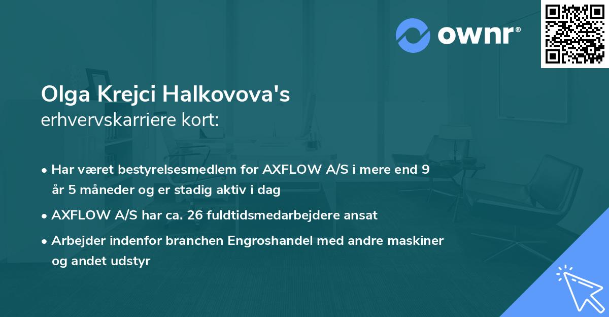 Olga Krejci Halkovova's erhvervskarriere kort