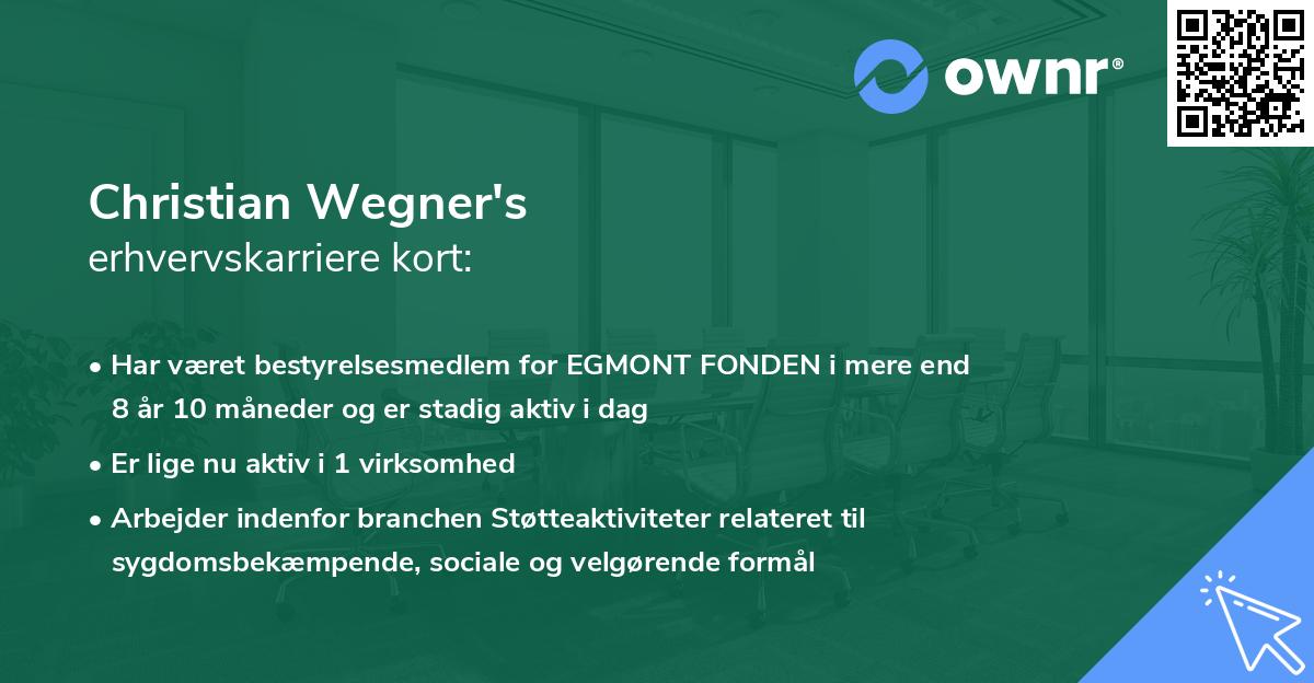 Christian Wegner's erhvervskarriere kort
