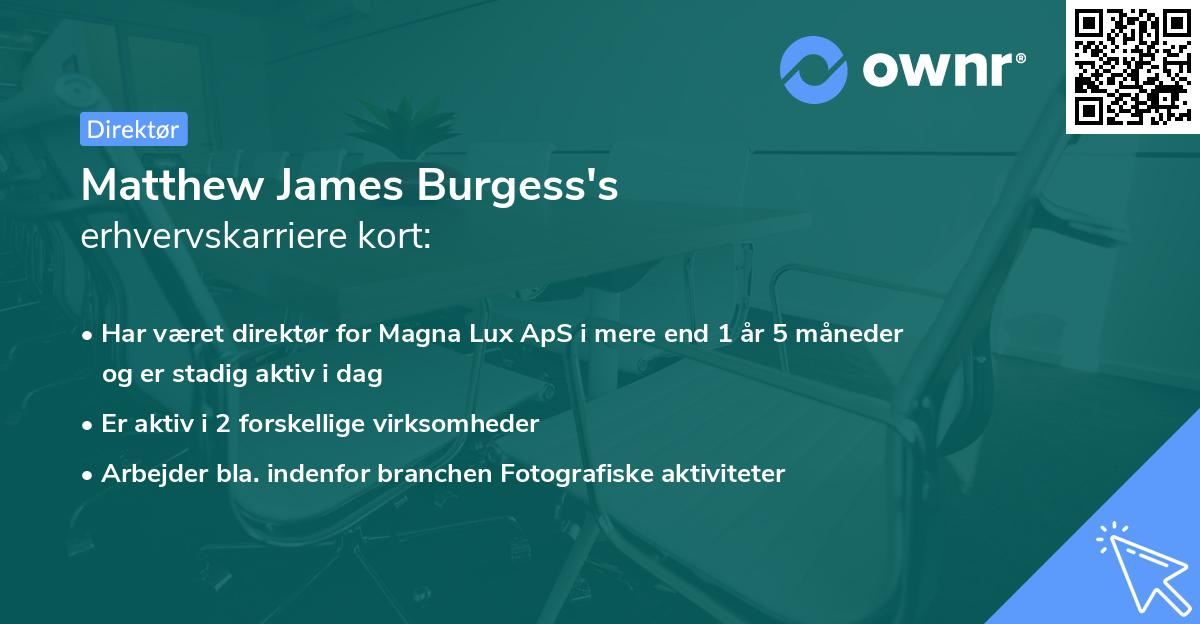 Matthew James Burgess's erhvervskarriere kort