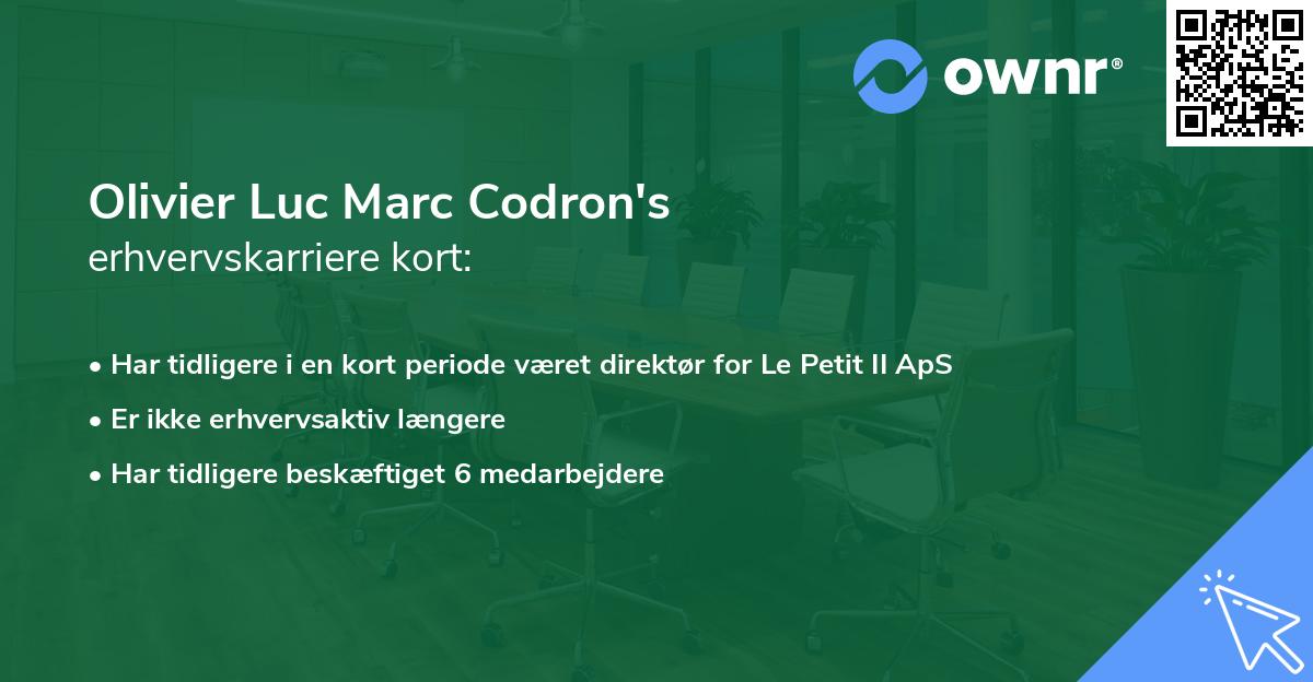 Olivier Luc Marc Codron's erhvervskarriere kort