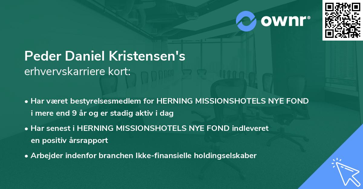 Peder Daniel Kristensen's erhvervskarriere kort