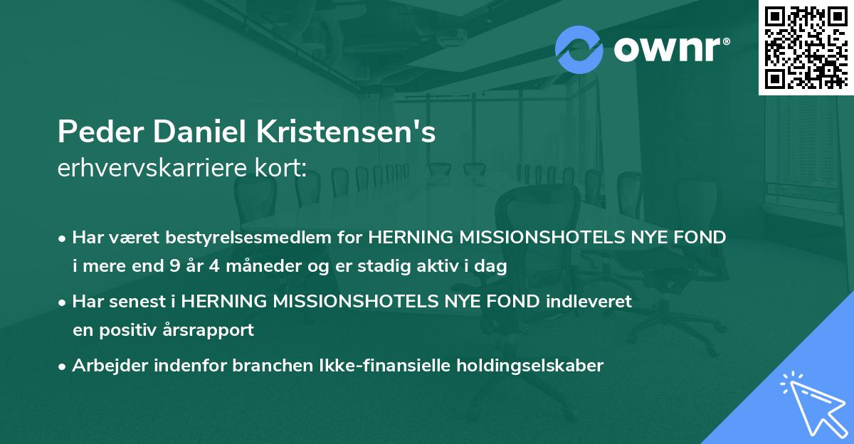 Peder Daniel Kristensen's erhvervskarriere kort