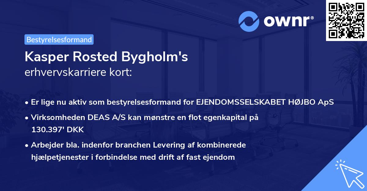 Kasper Rosted Bygholm's erhvervskarriere kort