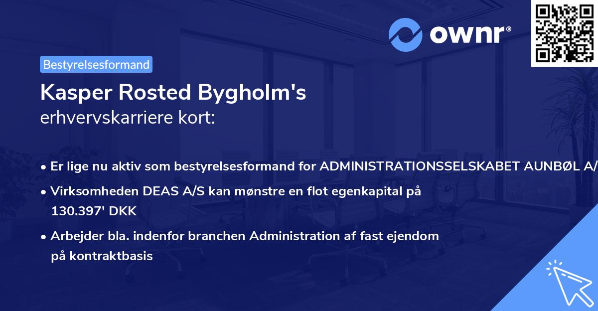 Kasper Rosted Bygholm's erhvervskarriere kort