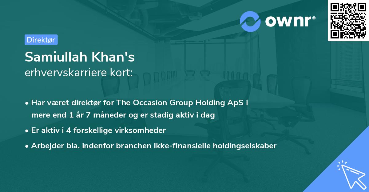 Samiullah Khan's erhvervskarriere kort