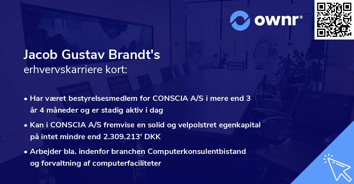 Jacob Gustav Brandt's erhvervskarriere kort