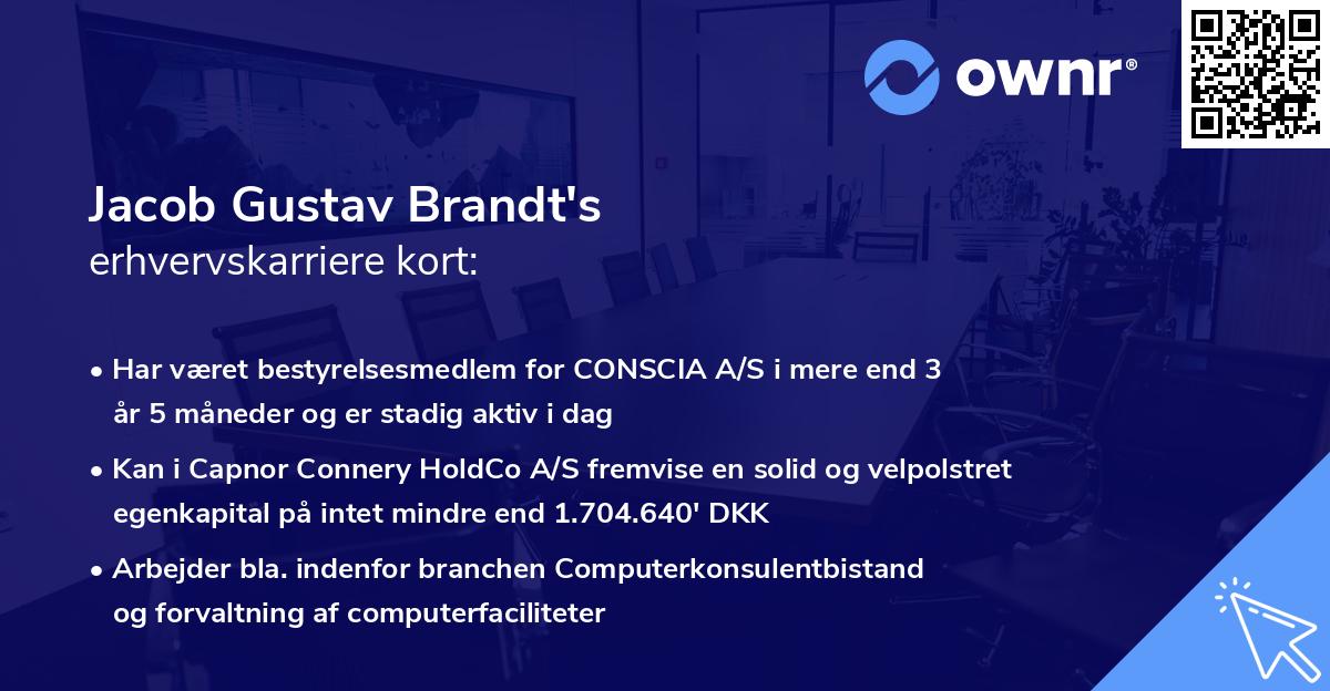 Jacob Gustav Brandt's erhvervskarriere kort
