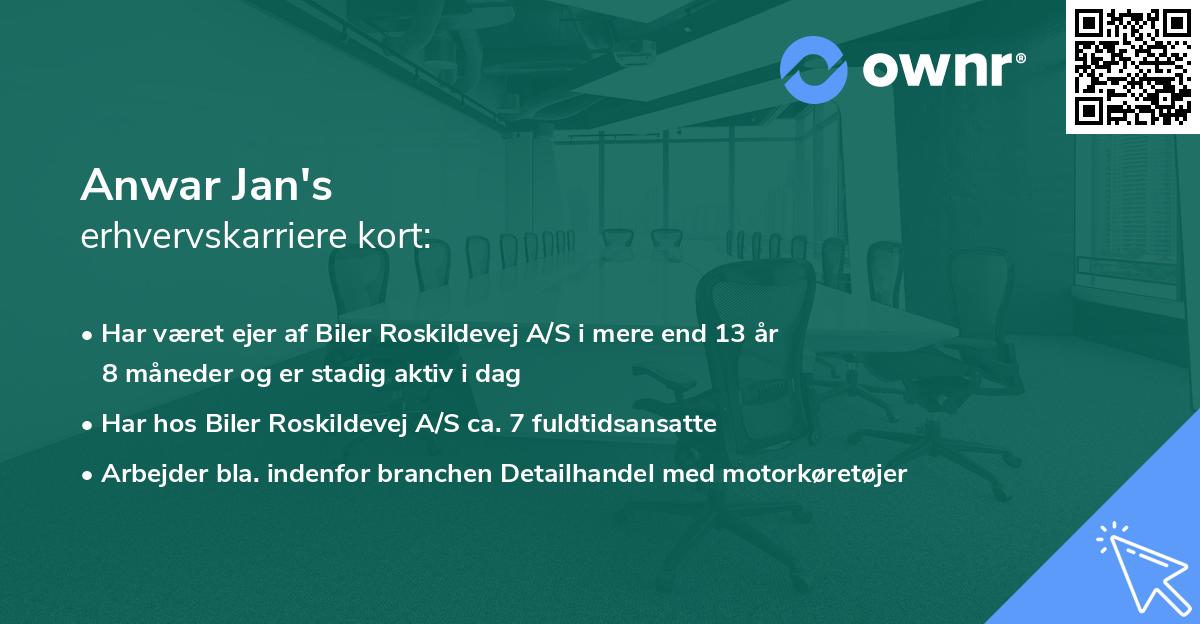 Anwar Jan's erhvervskarriere kort