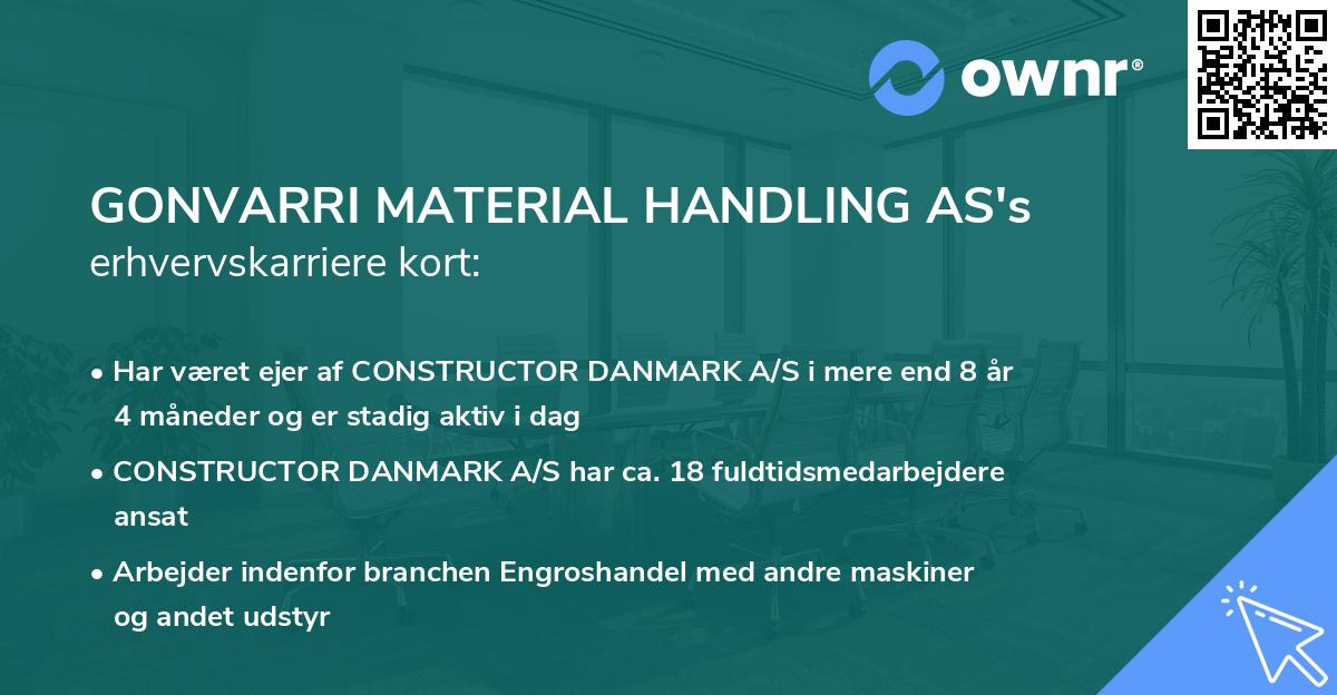 GONVARRI MATERIAL HANDLING AS's erhvervskarriere kort