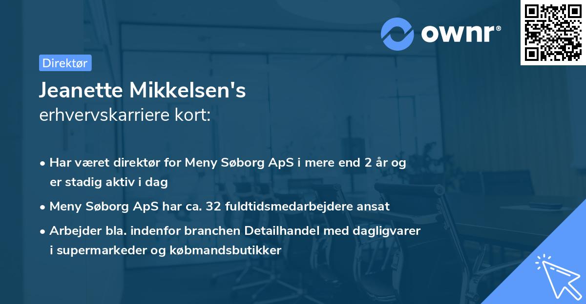 Jeanette Mikkelsen's erhvervskarriere kort