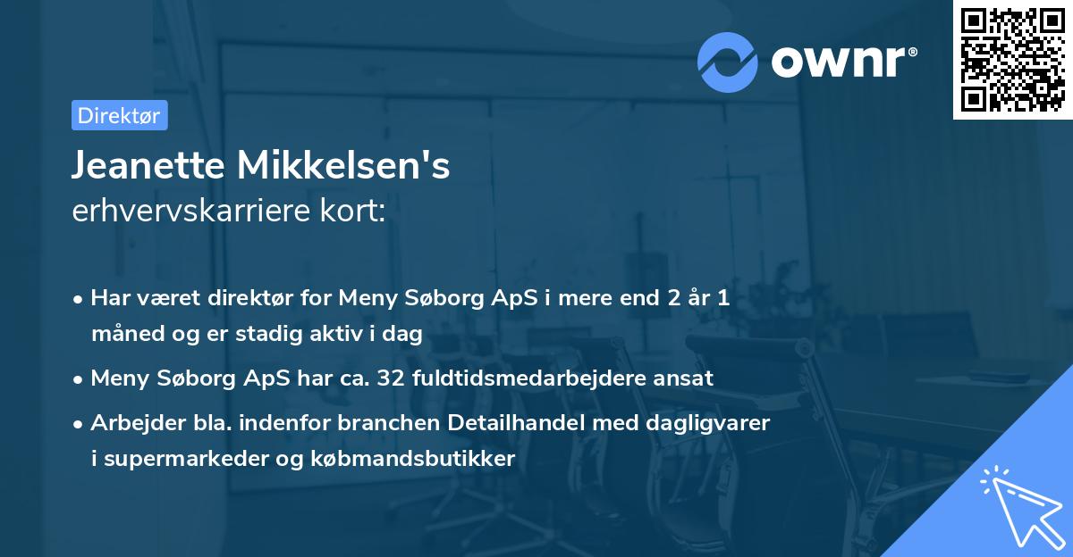 Jeanette Mikkelsen's erhvervskarriere kort